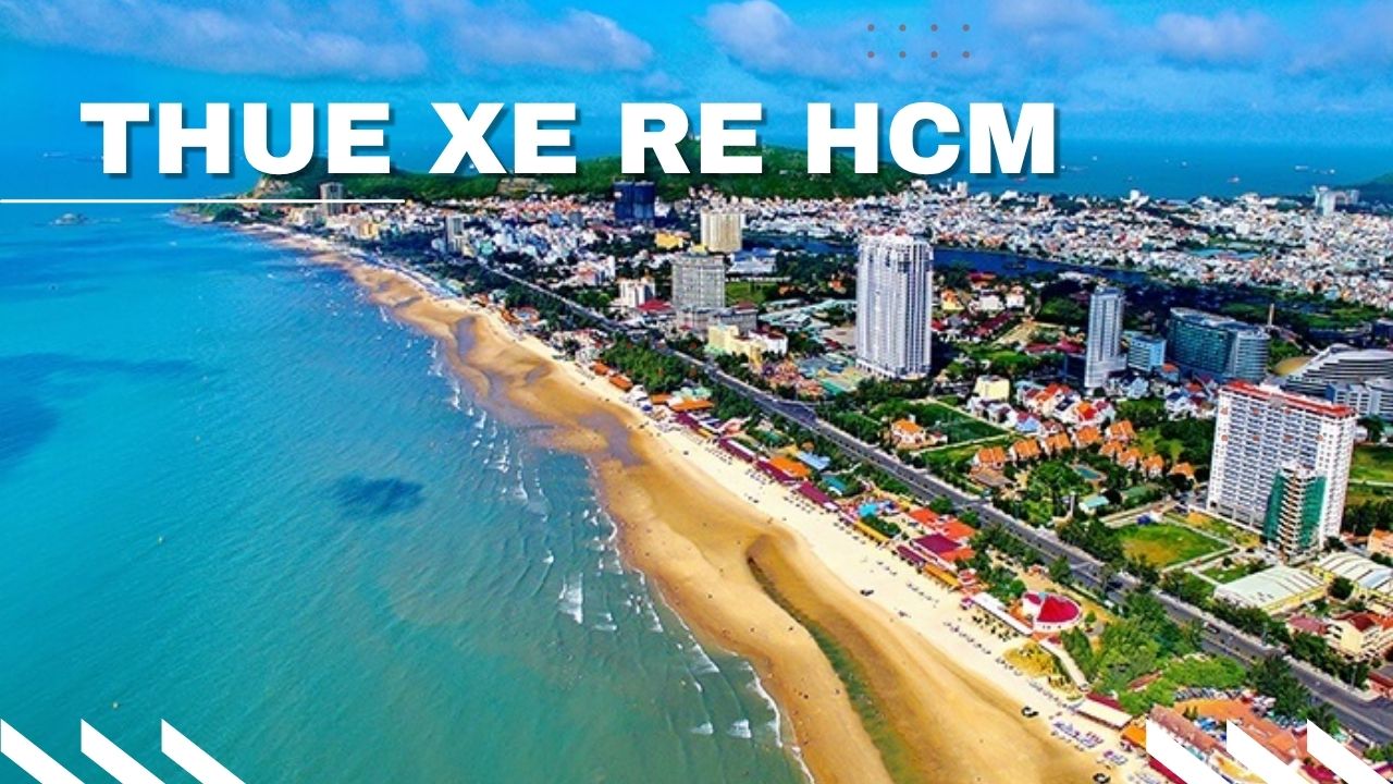 Xe Limousine 9 chỗ đỗ tại khu vực bãi biển Vũng Tàu, minh họa dịch vụ Thuê Xe Đi Vũng Tàu cao cấp, phục vụ nghỉ dưỡng/teambuilding.